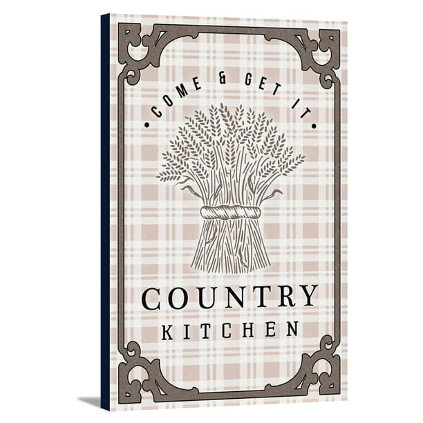 12x18 Gallery Wrapped Stretched Canvas Country Kitchen Mouse on Plaid 